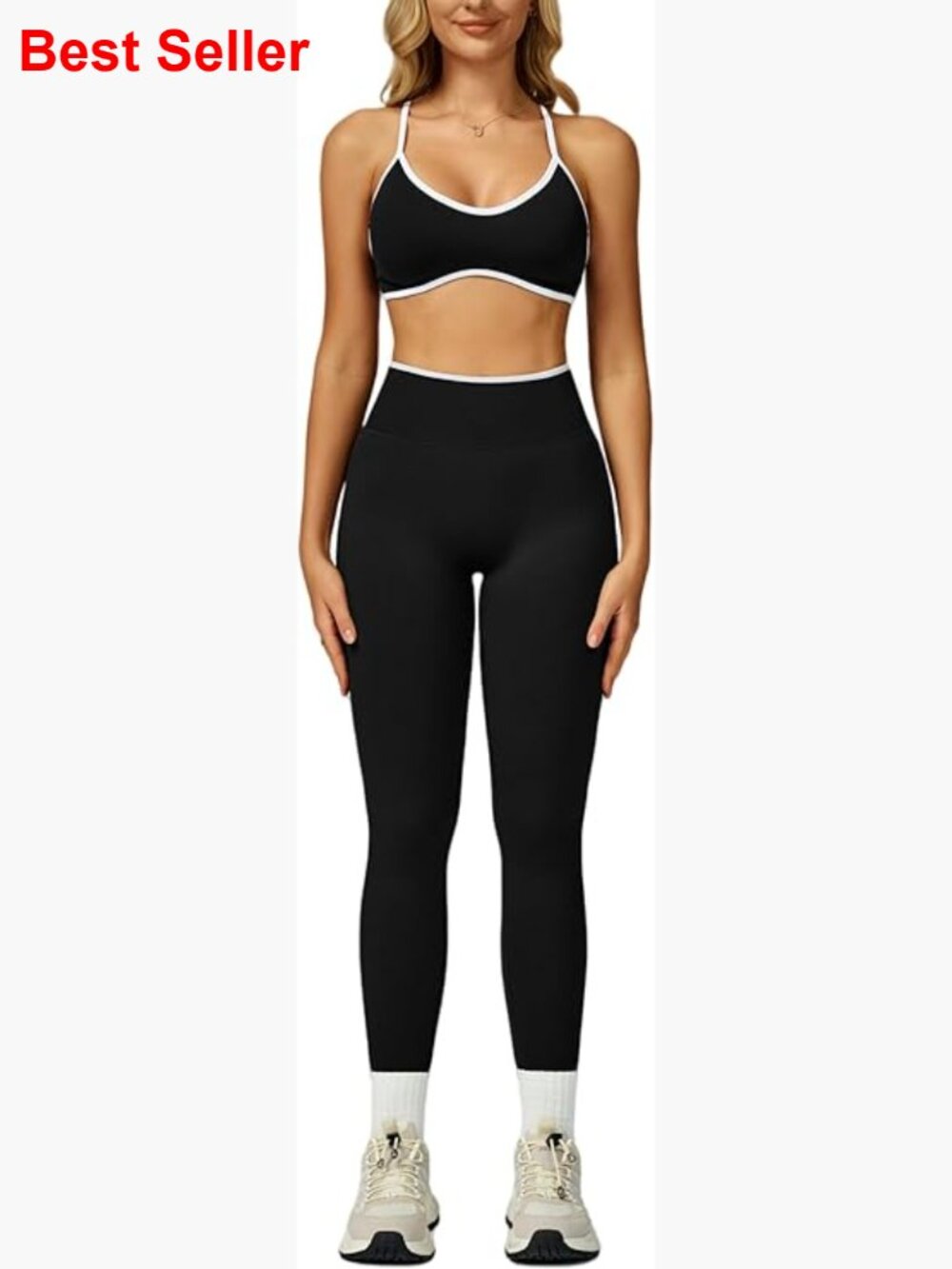 Seamless Polyamide Workout Set With Sports Bra And Scrunch Leggings